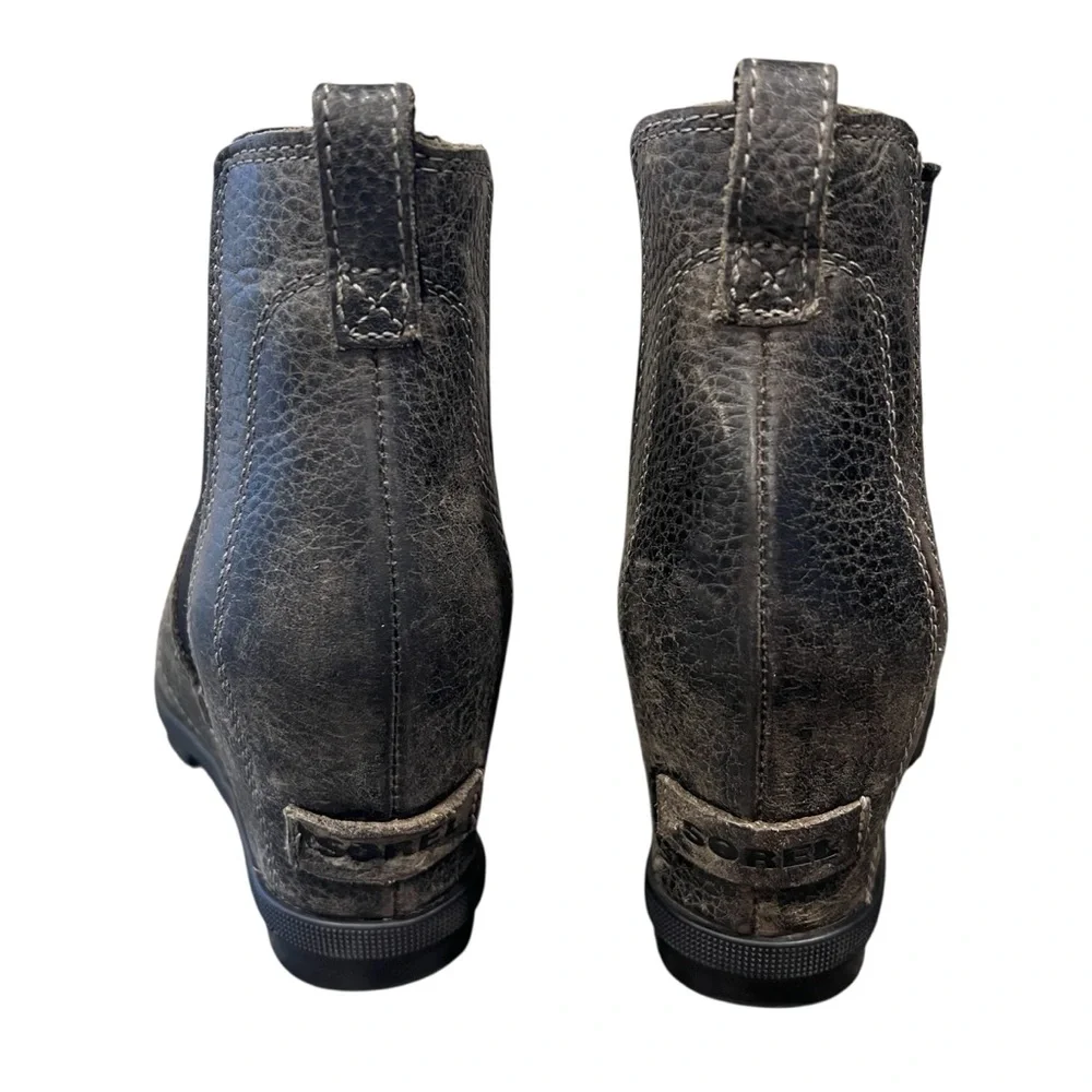 SOREL Joan of Arctic Wedge II NL3346 Leather Ankle Bootie Black Women’s Size 8.5 - Picture 3 of 13